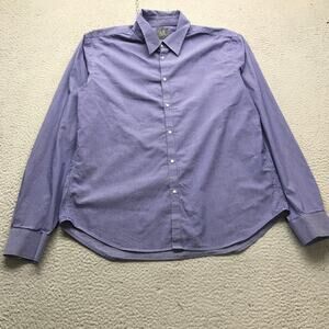 Armani Exchange Button Up Dress Shirt Mens Large Long Sleeve Pinstripe Blue